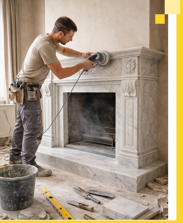 Изготовление и установка мраморных каминов в Дзержинском под ключ