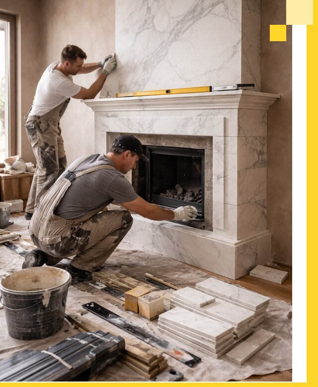 Отделка каминов в Дзержинском качественные облицовочные работы