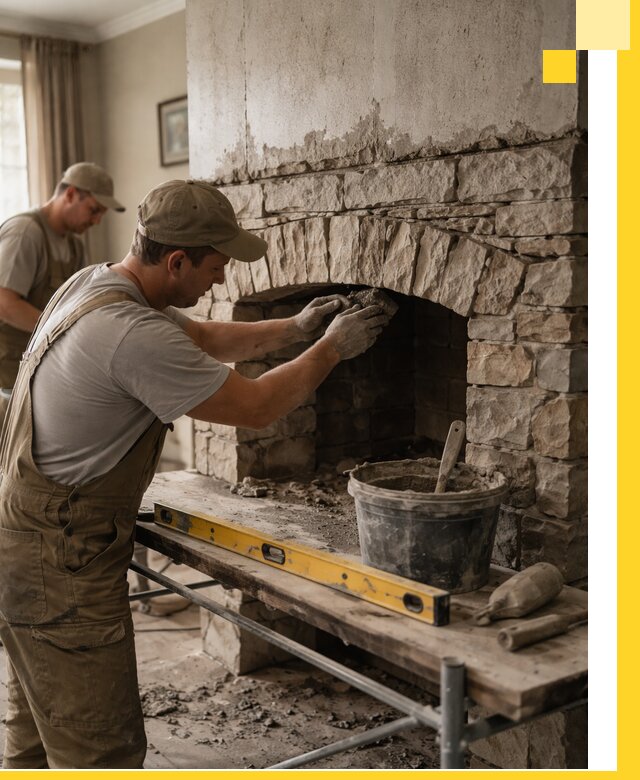 Изготовление каминов под ключ в Дзержинском, монтаж и отделка