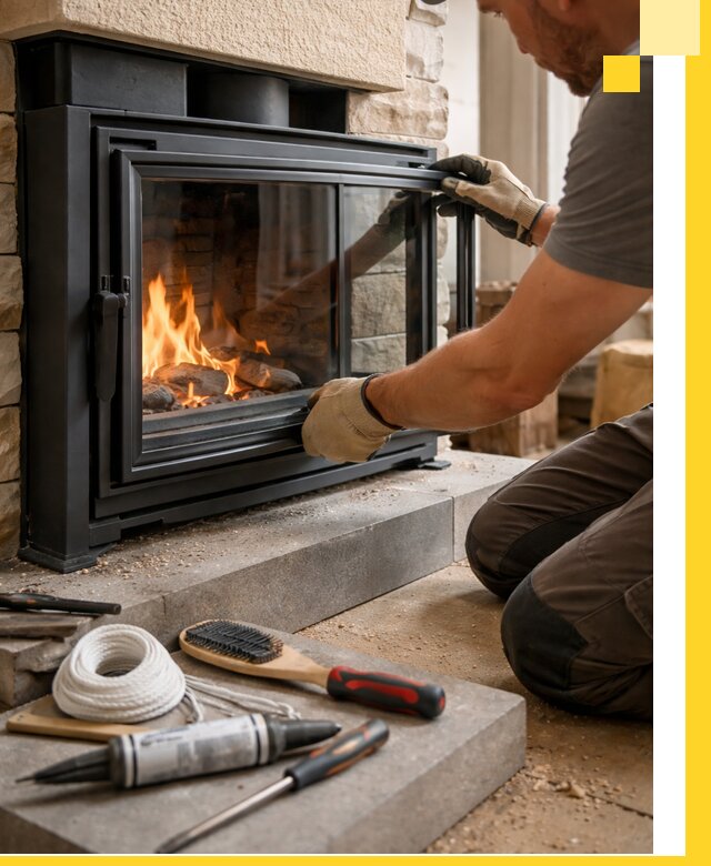 Производство, монтаж и доставка каминов со стеклом в Дзержинском