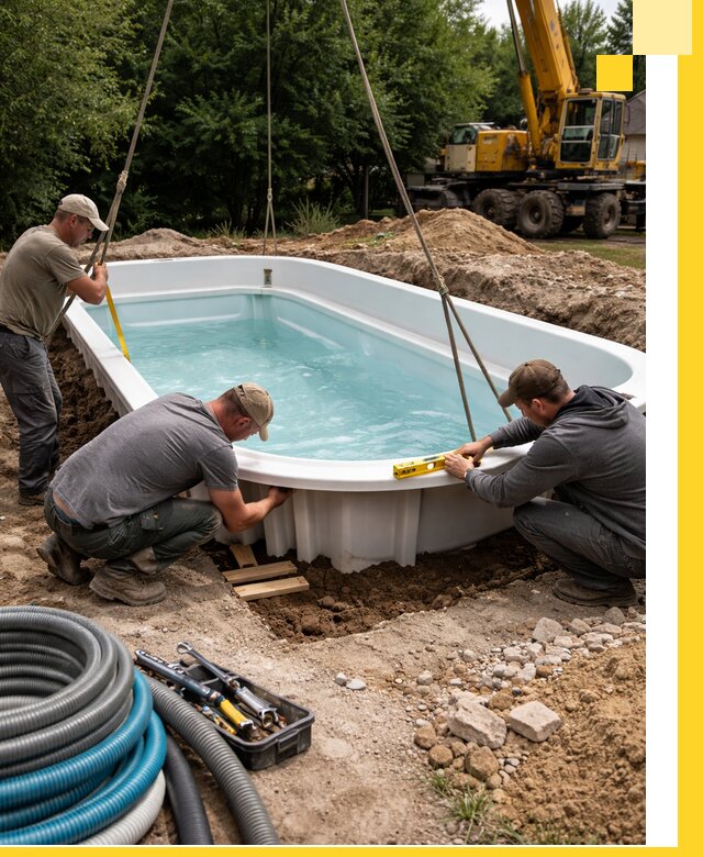 Установка и монтаж композитных бассейнов под ключ в Дзержинском