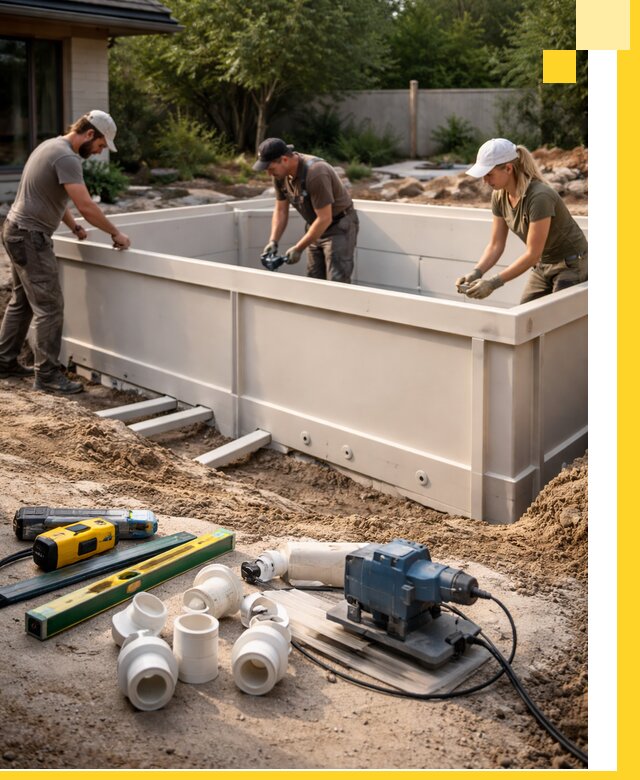 Установка полипропиленовых бассейнов под ключ в Дзержинском