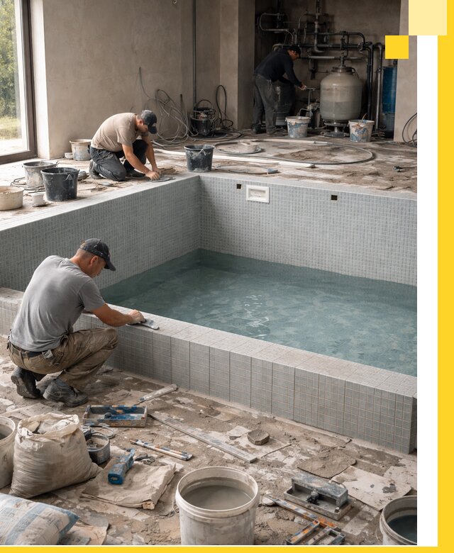 Строительство и монтаж бассейнов в помещении в Дзержинском