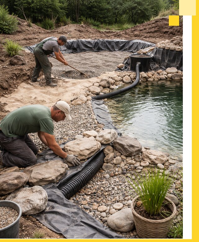 Строительство природных бассейнов и озер в Дзержинском под ключ