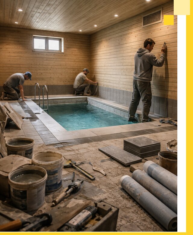 Строительство бани с бассейном и сауной под ключ в Дзержинском