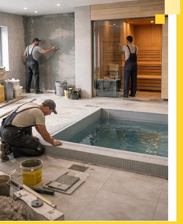 Проектирование и строительство сауны с бассейном в Дзержинском