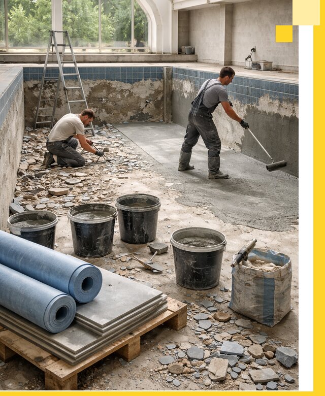 Реконструкция бассейнов в Дзержинском: ремонт, гидроизоляция