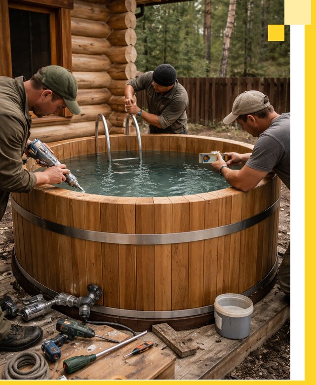 Строительство бань с купелью под ключ и отделкой в Дзержинском