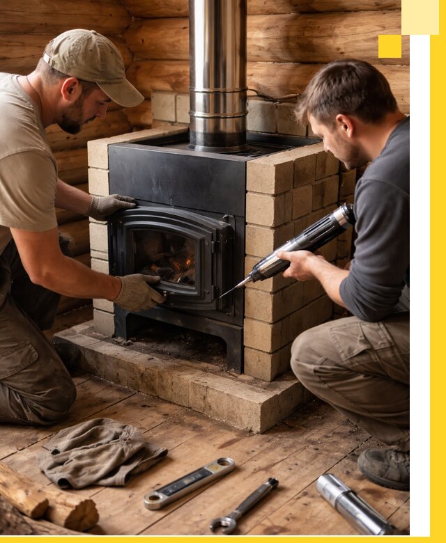 Монтаж и установка печи в бане под ключ с гарантией в Дзержинском