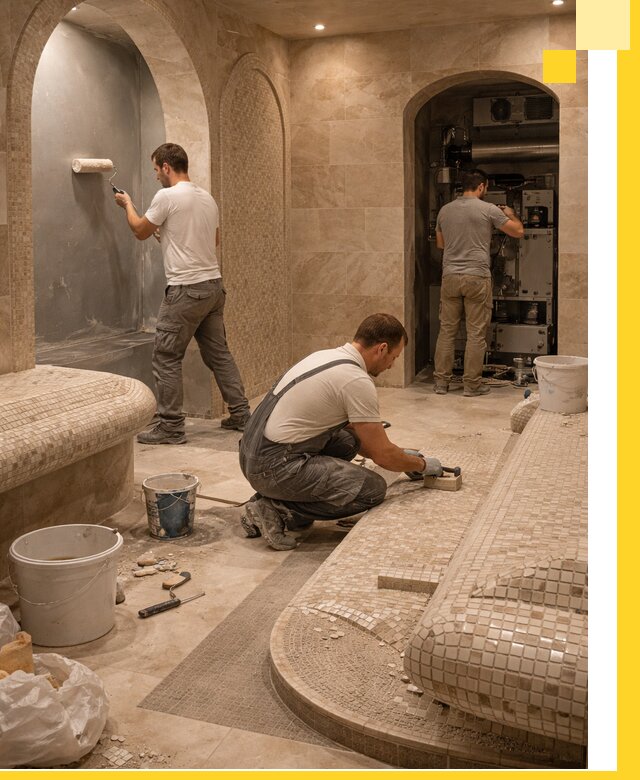 Строительство бани с хамамом и бассейном под ключ в Дзержинском