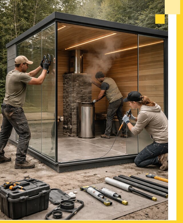 Проектирование и строительство стеклянных бань в Дзержинском