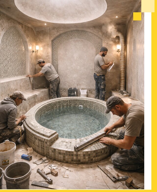 Профессиональное строительство хамама с бассейном в Дзержинском под ключ