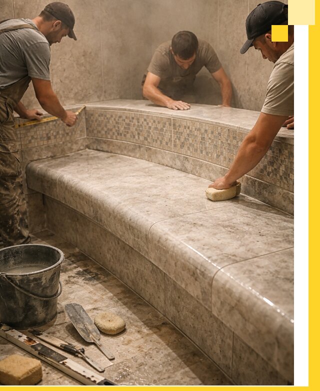 Изготовление и установка сидений для хамама в Дзержинском