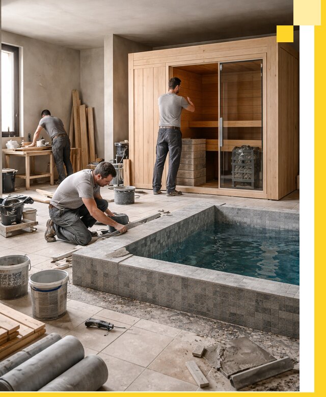 SPA зоны под ключ с бассейном сауной и печью в Дзержинском